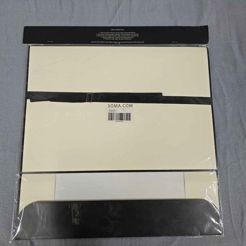 Gift Kit Cream Black Satin Ribbon Tissue Paper Note Card - Picture 2 of 8